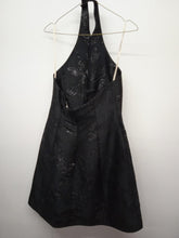 Load image into Gallery viewer, HALSTON Ladies Black Dresses Sleeveless Halter Floral On-Black UK8
