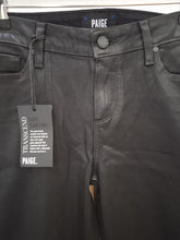 Load image into Gallery viewer, PAIGE Ladies Black Gloss Luxe Cotton Blend Raw Hem Verdugo Trousers W29 L27 NEW
