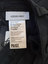 Load image into Gallery viewer, PAIGE Ladies Black Gloss Luxe Cotton Blend Raw Hem Verdugo Trousers W29 L27 NEW
