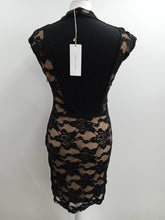 Load image into Gallery viewer, REBECCA TAYLOR Ladies Black Cotton Blend Lace Bodycon Dress Size 2 UK4 NEW

