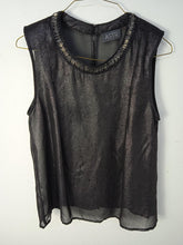 Load image into Gallery viewer, ASTR Ladies Black Sleeveless Round Beaded Neck Shiny Top Size S
