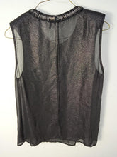 Load image into Gallery viewer, ASTR Ladies Black Sleeveless Round Beaded Neck Shiny Top Size S
