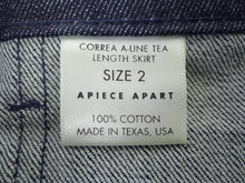 Load image into Gallery viewer, APIECE APART Ladies Dark Blue Cotton Denim Correa A-Line Tea Length Skirt XS

