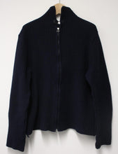 Load image into Gallery viewer, VD ONE Men&#39;s Navy Blue Medium Knit Wool Blend Zip Front Sweater Size L
