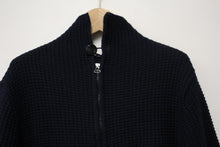 Load image into Gallery viewer, VD ONE Men&#39;s Navy Blue Medium Knit Wool Blend Zip Front Sweater Size L
