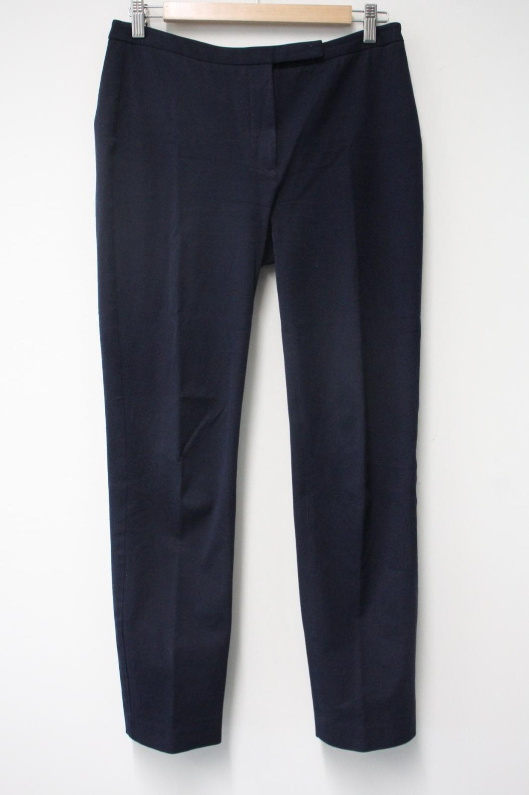 TALBOTS Ladies Navy Blue Cotton Blend Slim Fit Newport Trousers US4 UK8