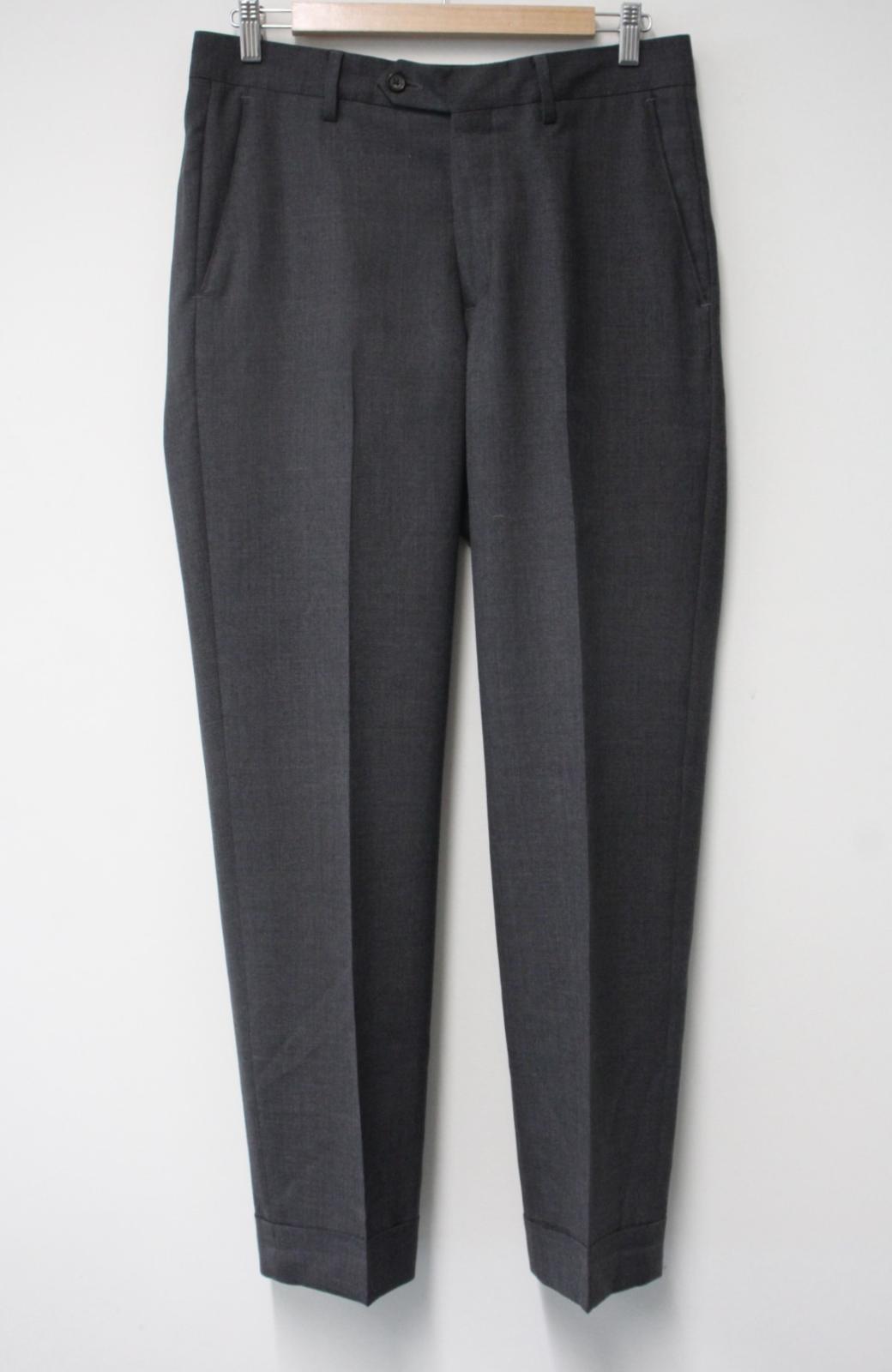BERLE Men's Charcoal Grey Front Pleat Straight Leg Trousers Size W32 L30