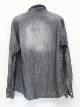 Load image into Gallery viewer, PAPER DENIM &amp; CLOTH Men&#39;s Grey Blue Snap On Pure Cotton Shirt w Pockets S
