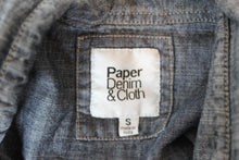 Load image into Gallery viewer, PAPER DENIM &amp; CLOTH Men&#39;s Grey Blue Snap On Pure Cotton Shirt w Pockets S
