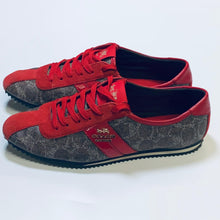 Load image into Gallery viewer, COACH Red Ladies Brown Pattern Low Sneaker Trainer Lace Up Shoe UK5
