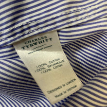 Load image into Gallery viewer, CHARLES TYRWHITT Blue White Stripe Men&#39;s Long Sleeve Dress Shirt 41&quot; / UK M
