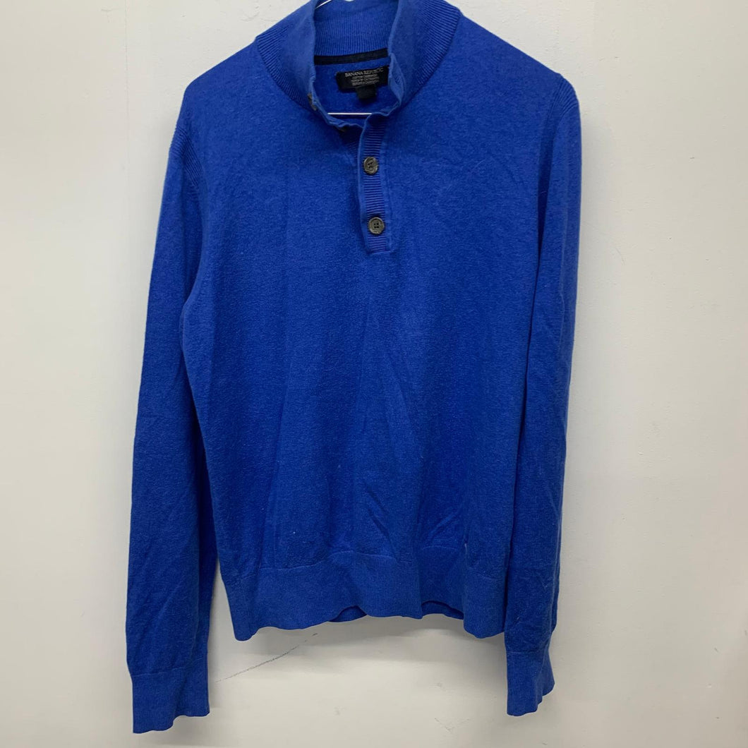 BANANA REPUBLIC Blue Button Collar High Neck Sweater Jumper Pullover Mens Small