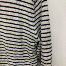 Load image into Gallery viewer, J.CREW Ladies White Knitted Marle Navy Blue Stripe Top Wool Jumper Pullover XS
