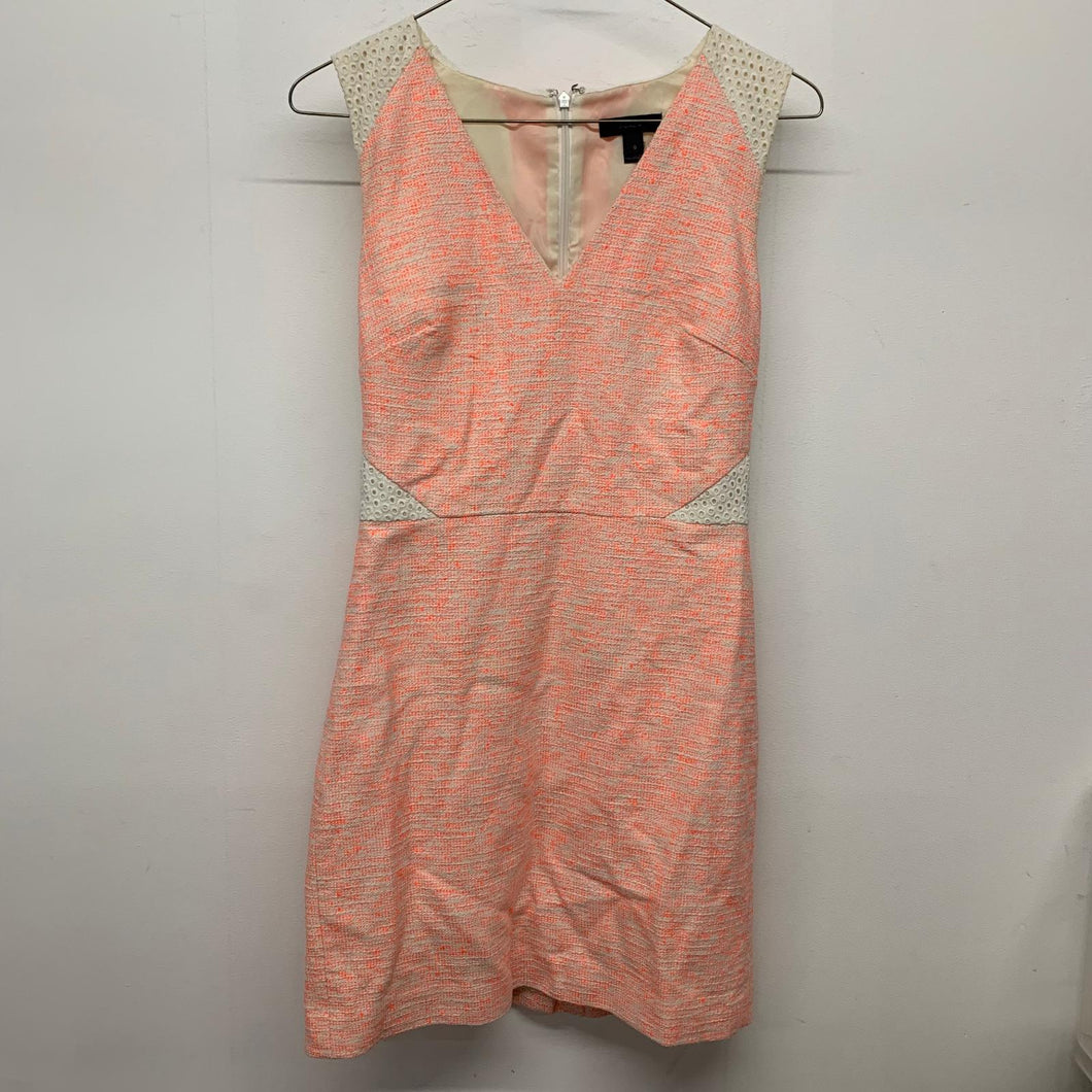J.CREW Ladies Orange Shift Knee Length Sleeveless Neon White Marle Dress XS