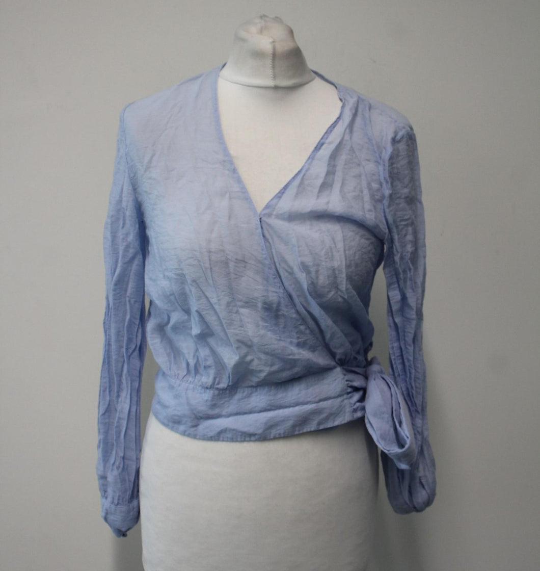& OTHER STORIES Ladies Pale Blue Long Sleeve Wrap Front Blouse Size US2 UK6