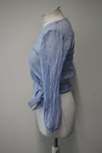Load image into Gallery viewer, &amp; OTHER STORIES Ladies Pale Blue Long Sleeve Wrap Front Blouse Size US2 UK6
