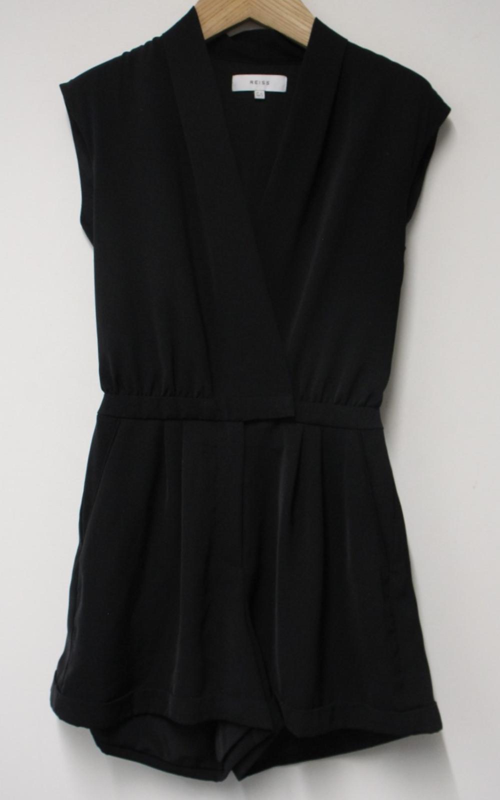 REISS Ladies Black Sleeveless Fit & Flare Louise Playsuit Bodysuit Size UK6