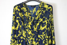 Load image into Gallery viewer, SELECTED Ladies Navy &amp; Yellow Long Sleeve Midi A-Line Dress EU40 UK12
