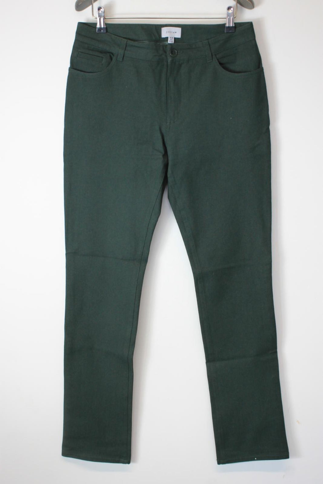 JIGSAW Ladies Green Cotton Blend Bi-Stretch Straight Leg Jeans EU38 UK10