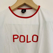 Load image into Gallery viewer, POLO White Ladies Short Sleeve Red Trim Round Neck T-Shirt Top UK M
