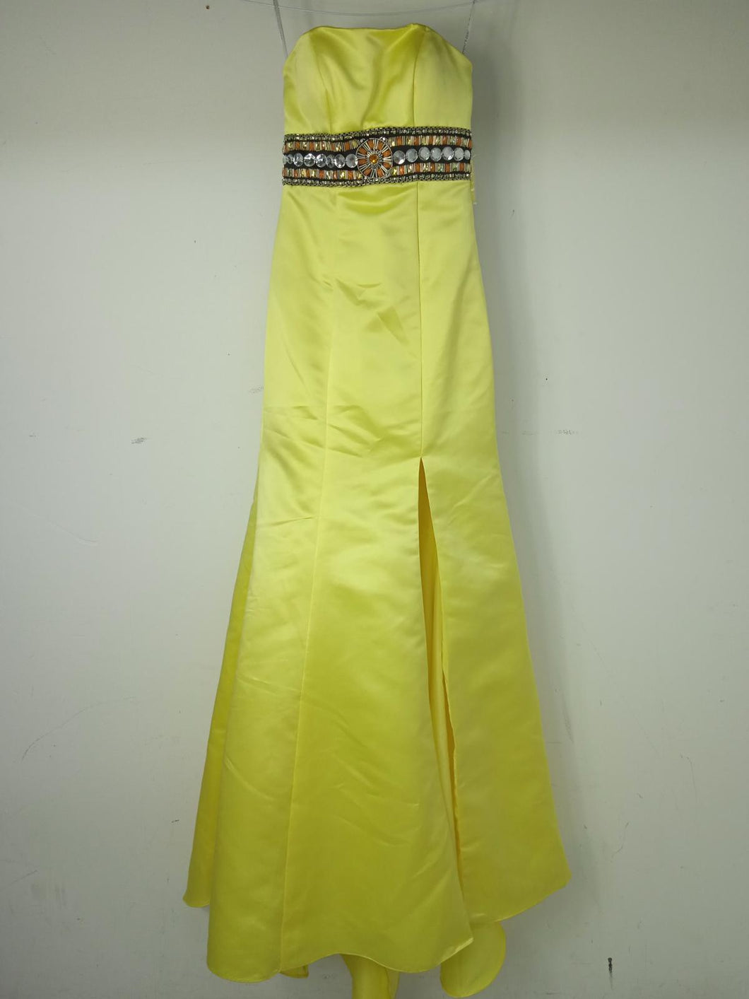 PRECIOUS FORMALS Ladies Yellow Strapless Long Evening Dress Ball Gown EU30 UK2