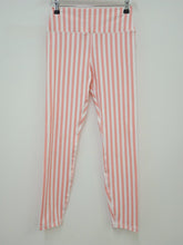 Load image into Gallery viewer, SPIRITUAL GANGSTER Ladies Pink &amp; White Striped Stretch Fit Leggings Size M
