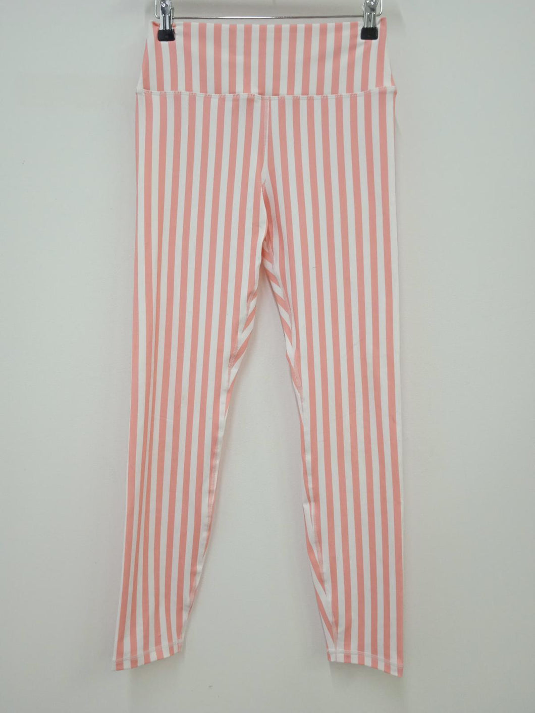 SPIRITUAL GANGSTER Ladies Pink & White Striped Stretch Fit Leggings Size M