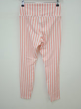 Load image into Gallery viewer, SPIRITUAL GANGSTER Ladies Pink &amp; White Striped Stretch Fit Leggings Size M
