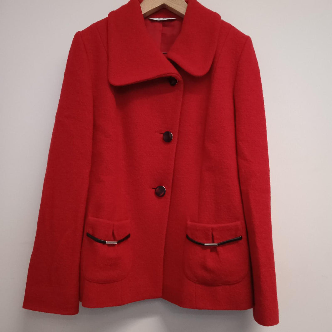 VIA VENETO Red Ladies Long Sleeve Collared Basic Jacket Coat UK 14