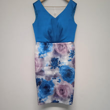 Load image into Gallery viewer, MONCHO HEREDIA Blue Ladies Sleeveless V-Neck Pencil Dress Size UK 12
