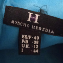 Load image into Gallery viewer, MONCHO HEREDIA Blue Ladies Sleeveless V-Neck Pencil Dress Size UK 12
