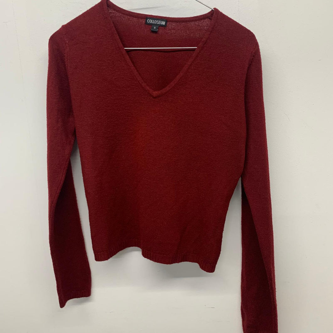 COLLOSEUM Ladies Red  Acrylic Long Sleeve V-Neck Jumper Pullover Sweater Small