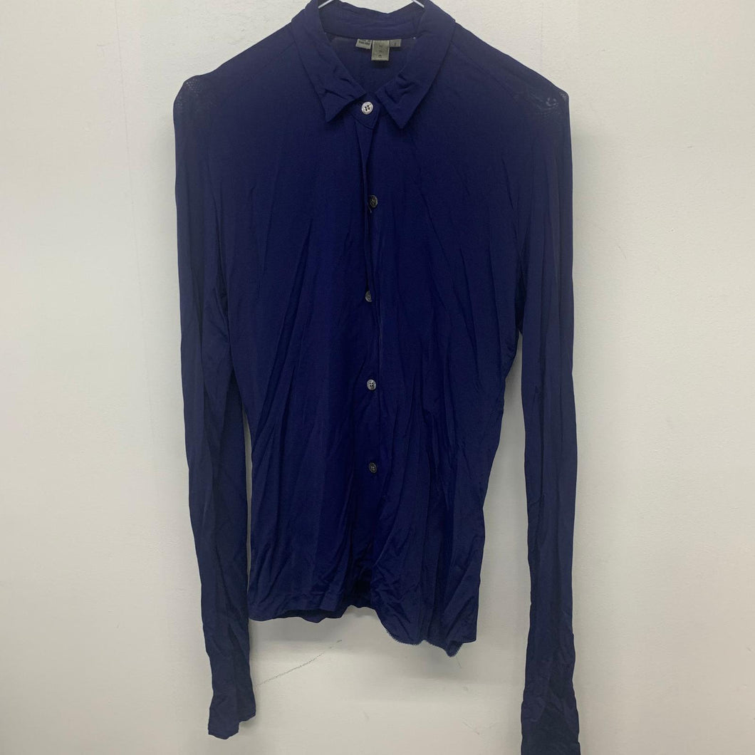JIGSAW Ladies Blue  No Label Long Sleeve Collared Blouse Basic Navy Shirt S
