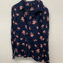 Load image into Gallery viewer, YAS Ladies Blue  No Label Long Sleeve Collared Blouse Basic Pink Flower S
