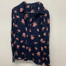 Load image into Gallery viewer, YAS Ladies Blue  No Label Long Sleeve Collared Blouse Basic Pink Flower S
