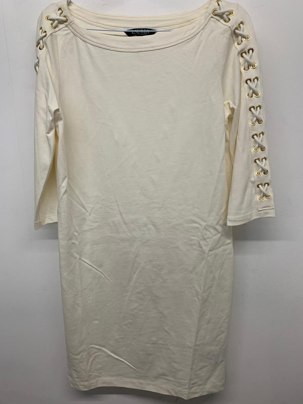 LAUREN RALPH LAUREN Ladies White  Cotton Blend 3/4 Sleeve Boat Neck Dresses XS