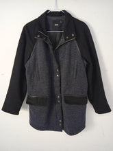Load image into Gallery viewer, ASOS Ladies Black/Grey Wool Blend Long Sleeve Collared Overcoat Coat EU36 UK8
