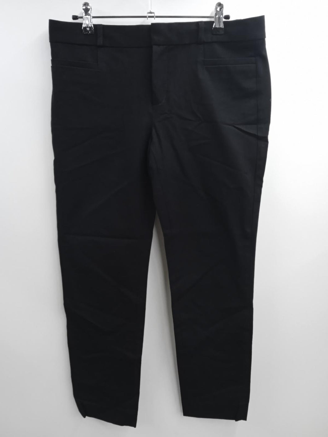 BANANA REPUBLIC Ladies Navy Black Cotton Blend Straight Leg Trousers Size UK6