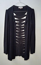 Load image into Gallery viewer, IMAGINI Ladies Black White Sequins Details Pullover Top Jumper Cardigan S

