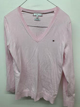 Load image into Gallery viewer, TOMMY HILFIGER Ladies Pink Jumper Pullover Lightweight V-Neck Sweater UK XS
