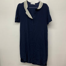 Load image into Gallery viewer, SANDRO Ladies Blue Navy Short Sleeve Mini Dress Knitted Neckline Collar UK8
