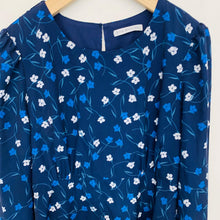 Load image into Gallery viewer, GINA BACCONI Ladies Blue A-Line Long Sleeve Knee Length Floral Size UK8
