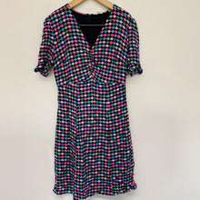 Load image into Gallery viewer, BODEN Ladies Pink Navy Green Pattern A-Line v-Neck Knee Length Dress UK8

