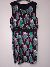 Load image into Gallery viewer, LAURA ASHLEY Ladies Black Silk Floral Print Occasion Shift Dress Size UK20 NEW
