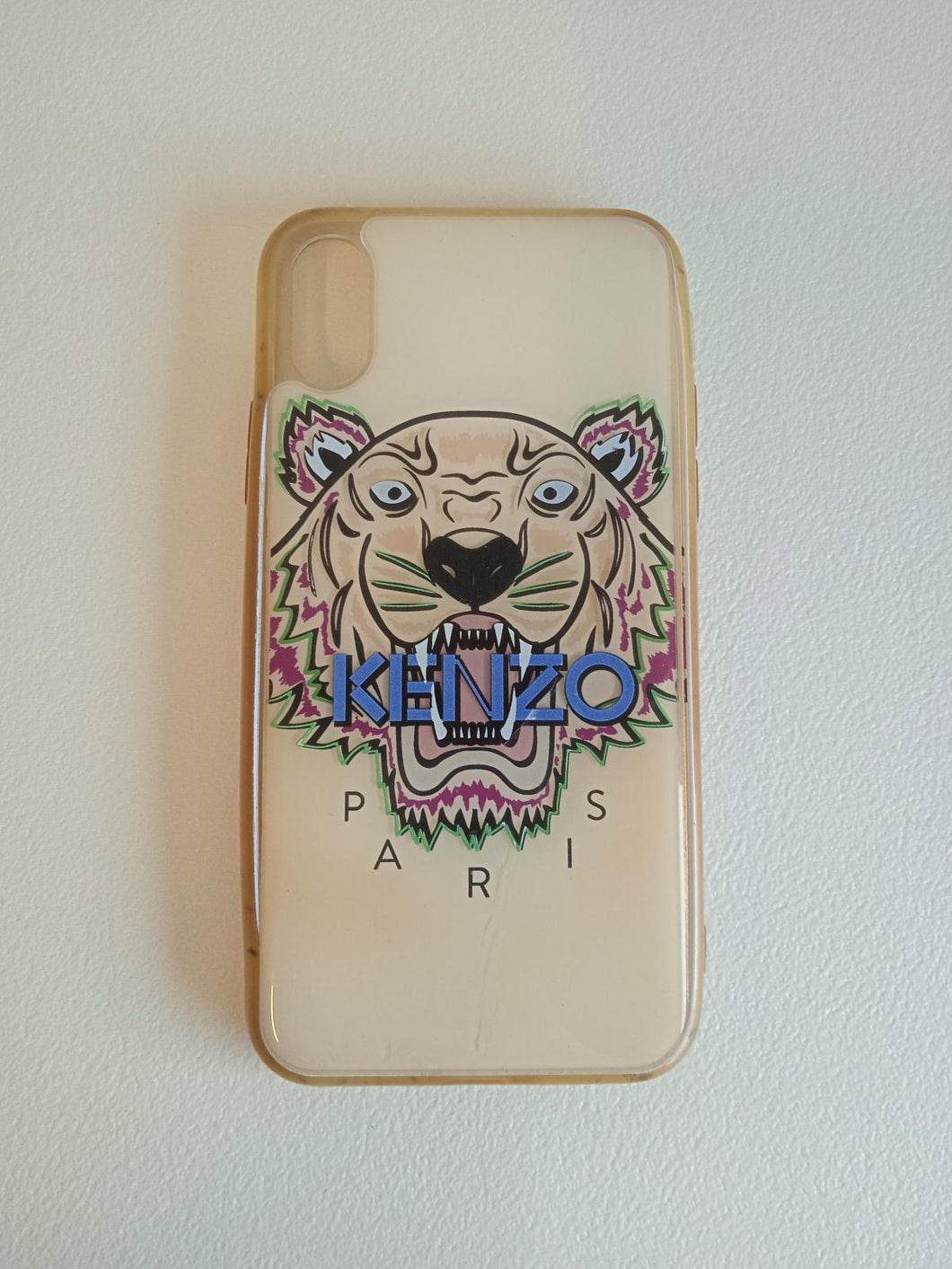 KENZO Ladies White Tiger Brand Logo iPhone X Hard Shell Phone Case NEW RRP50