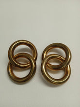 Load image into Gallery viewer, LAURA LOMBARDI Ladies Gold Tone Double Hoop Chain Earrings FAULTY

