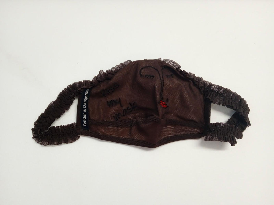 TENDER AND DANGEROUS Ladies Dark Brown Kiss My Mask Fashion Face Mask