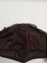 Load image into Gallery viewer, TENDER AND DANGEROUS Ladies Dark Brown Kiss My Mask Fashion Face Mask
