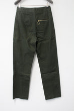 Load image into Gallery viewer, SELF-PORTRAIT Ladies Army Green Cotton Zip Front Straight Leg Trousers UK8 NEW
