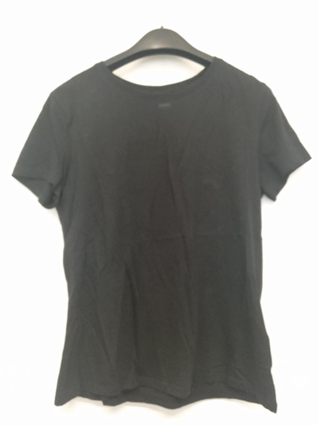 H&M Ladies Black Cotton Short Sleeve Round Neck T-Shirt Size UK S